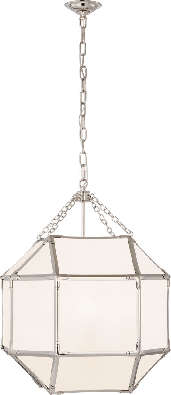 Morris Medium Lantern | Polished Nickel | White Glass