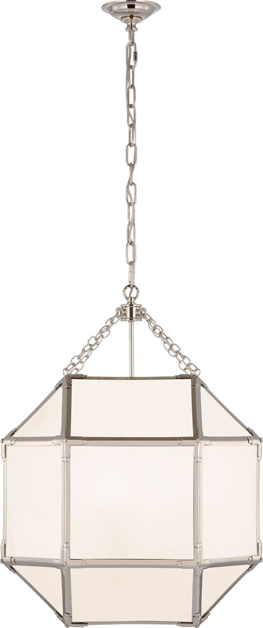 Morris Medium Lantern | Polished Nickel | White Glass
