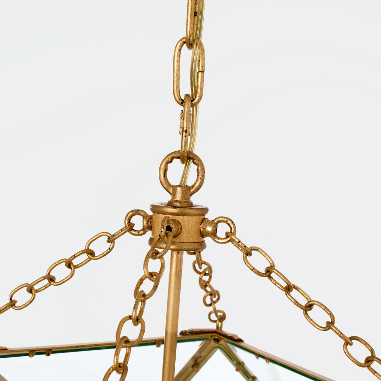 Morris Large Lantern | Gilded Iron | Clear Glass