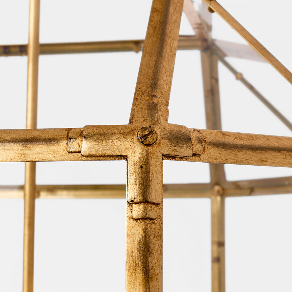 Morris Large Lantern | Gilded Iron | Clear Glass