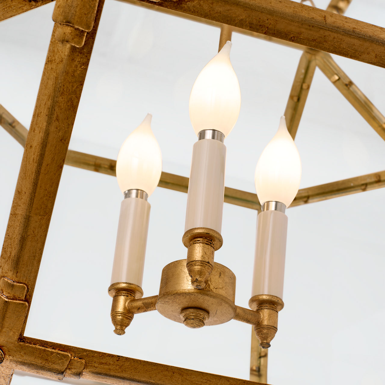 Morris Large Lantern | Gilded Iron | Clear Glass