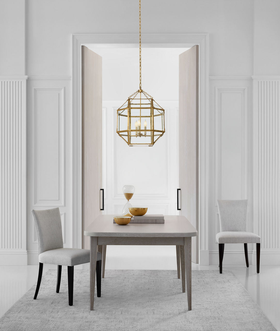 Morris Large Lantern | Gilded Iron | Clear Glass