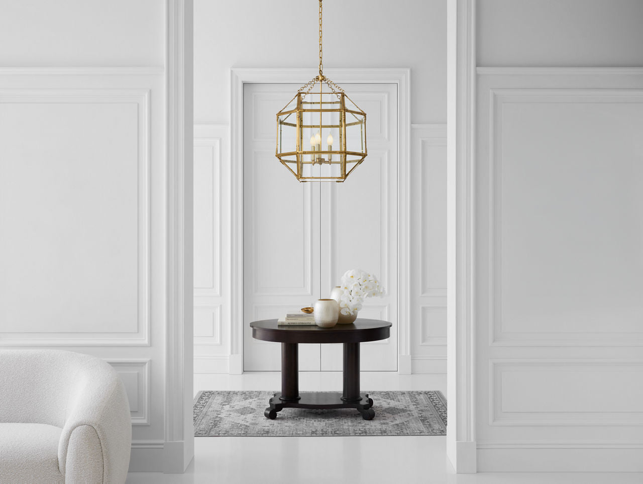 Morris Large Lantern | Gilded Iron | Clear Glass
