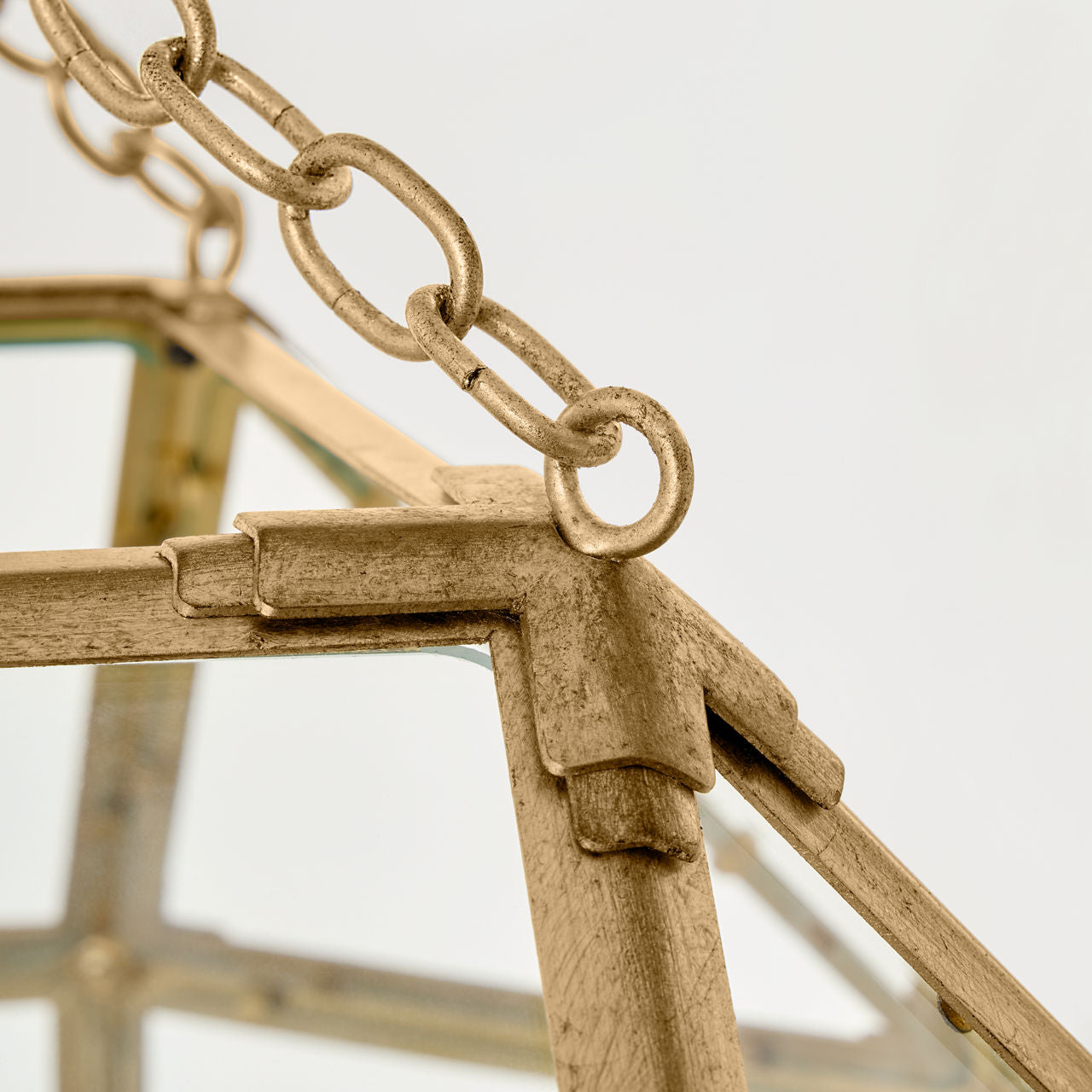 Morris Large Lantern | Gilded Iron | Clear Glass