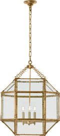 Morris Large Lantern | Gilded Iron | Clear Glass