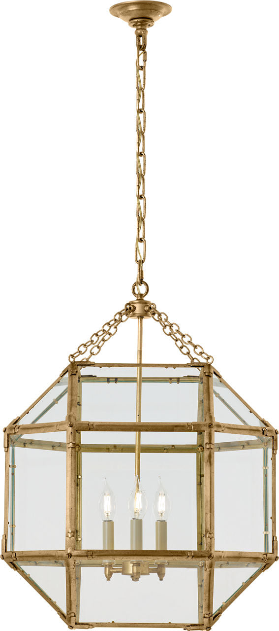 Morris Large Lantern | Gilded Iron | Clear Glass