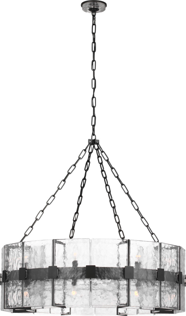 Solera 37" Barrel Chandelier | Bronze | Clear Wavy Glass