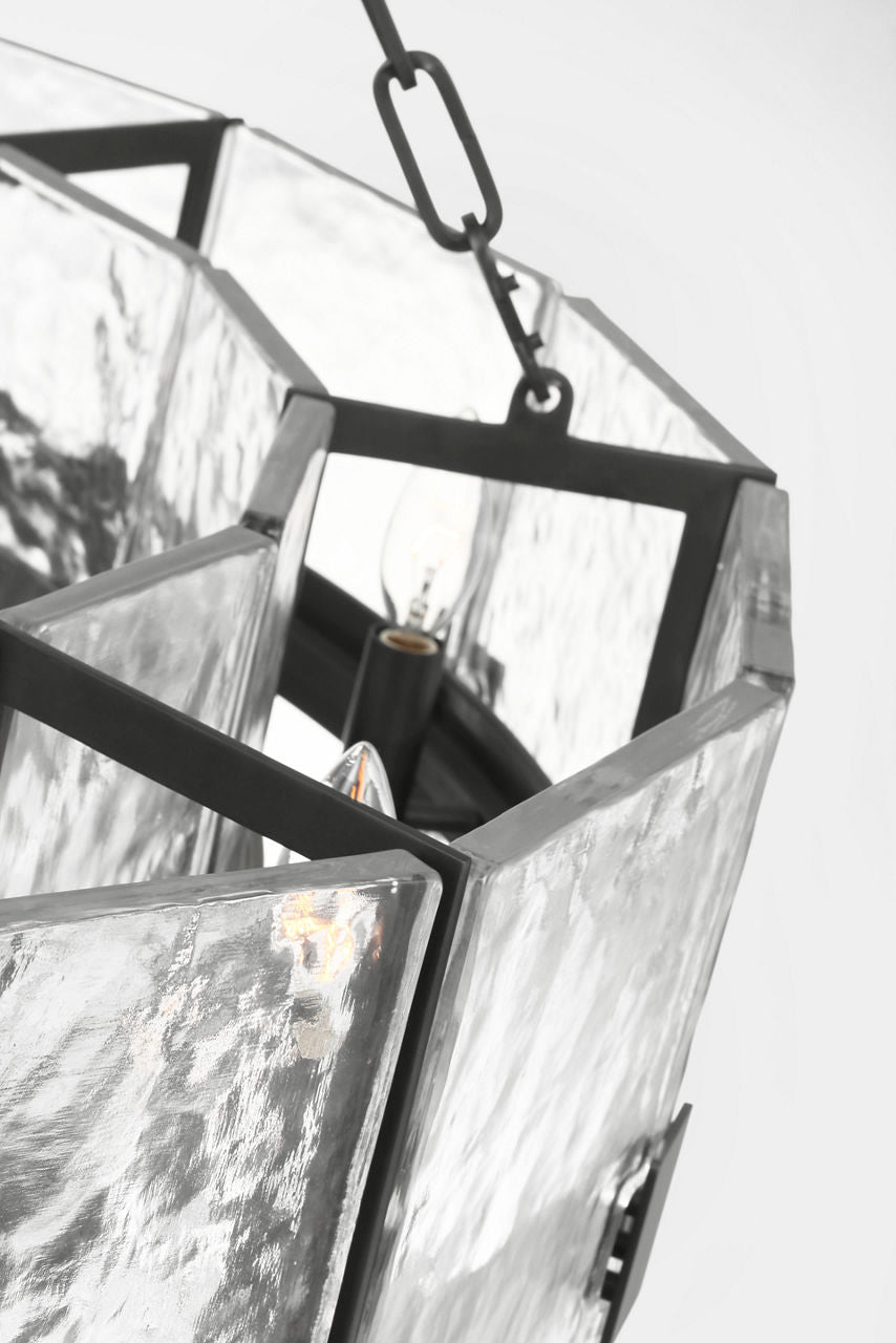 Solera 37" Barrel Chandelier | Bronze | Clear Wavy Glass