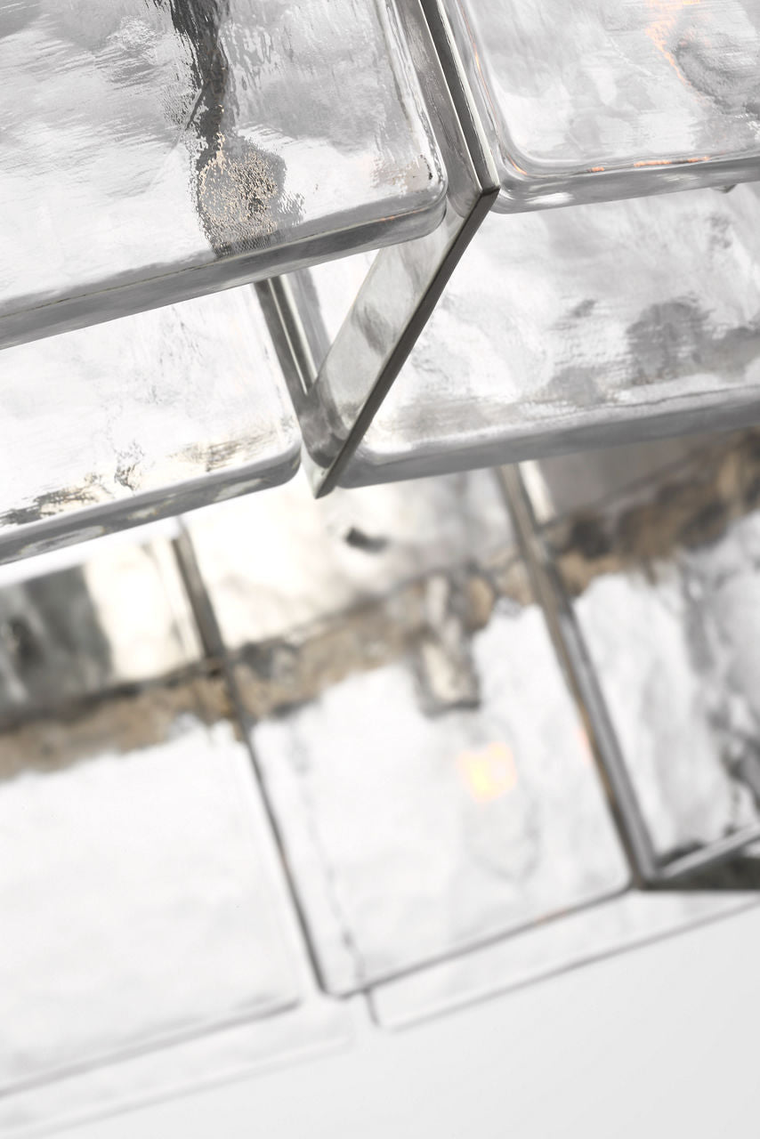 Solera 37" Barrel Chandelier | Polished Nickel | Clear Wavy Glass