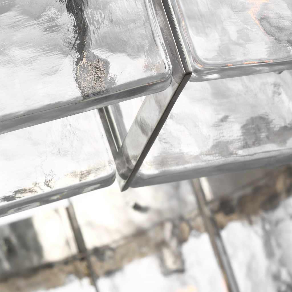 Solera 37" Barrel Chandelier | Polished Nickel | Clear Wavy Glass