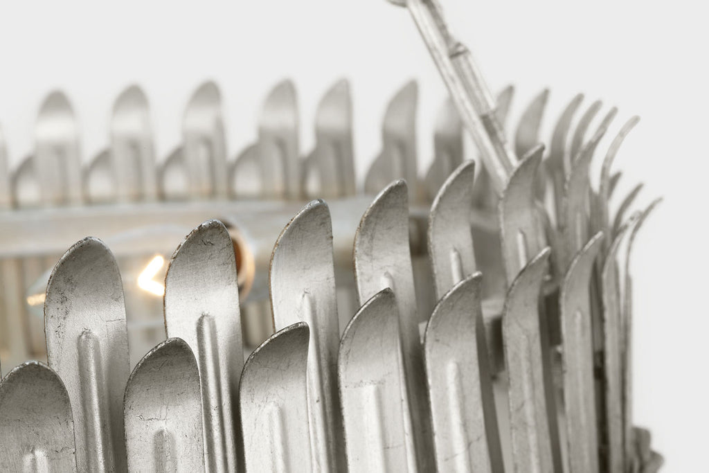 Leslie 18" Chandelier | Burnished Silver Leaf | Frosted Acrylic