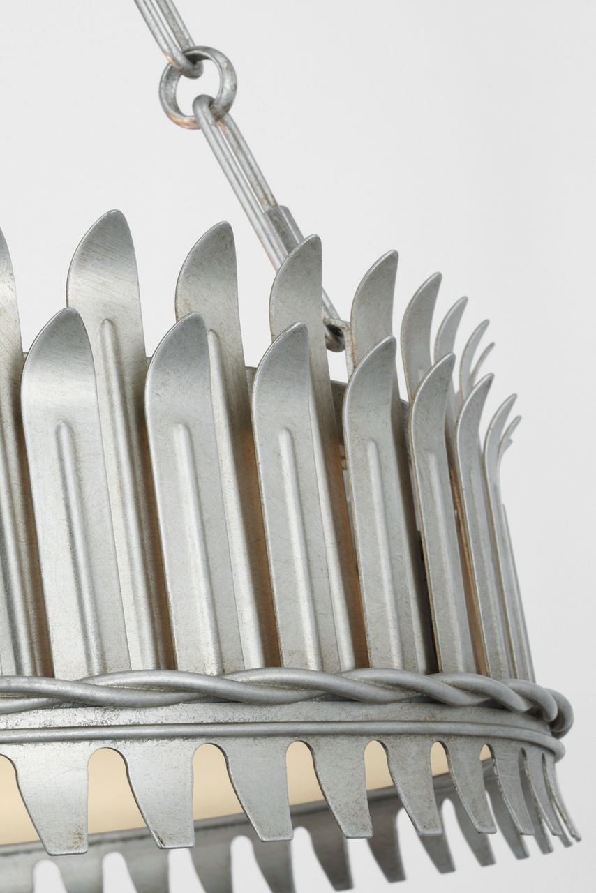 Leslie 18" Chandelier | Burnished Silver Leaf | Frosted Acrylic