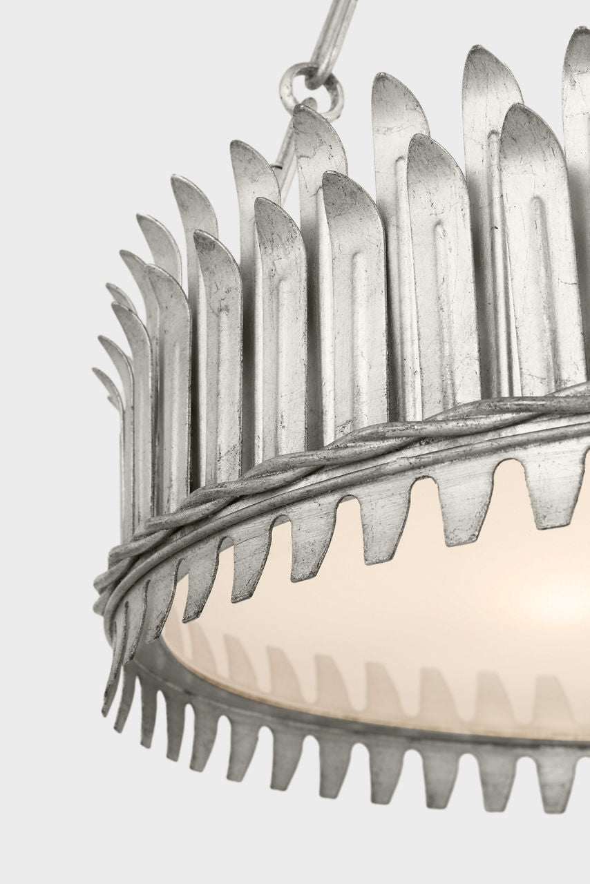 Leslie 18" Chandelier | Burnished Silver Leaf | Frosted Acrylic
