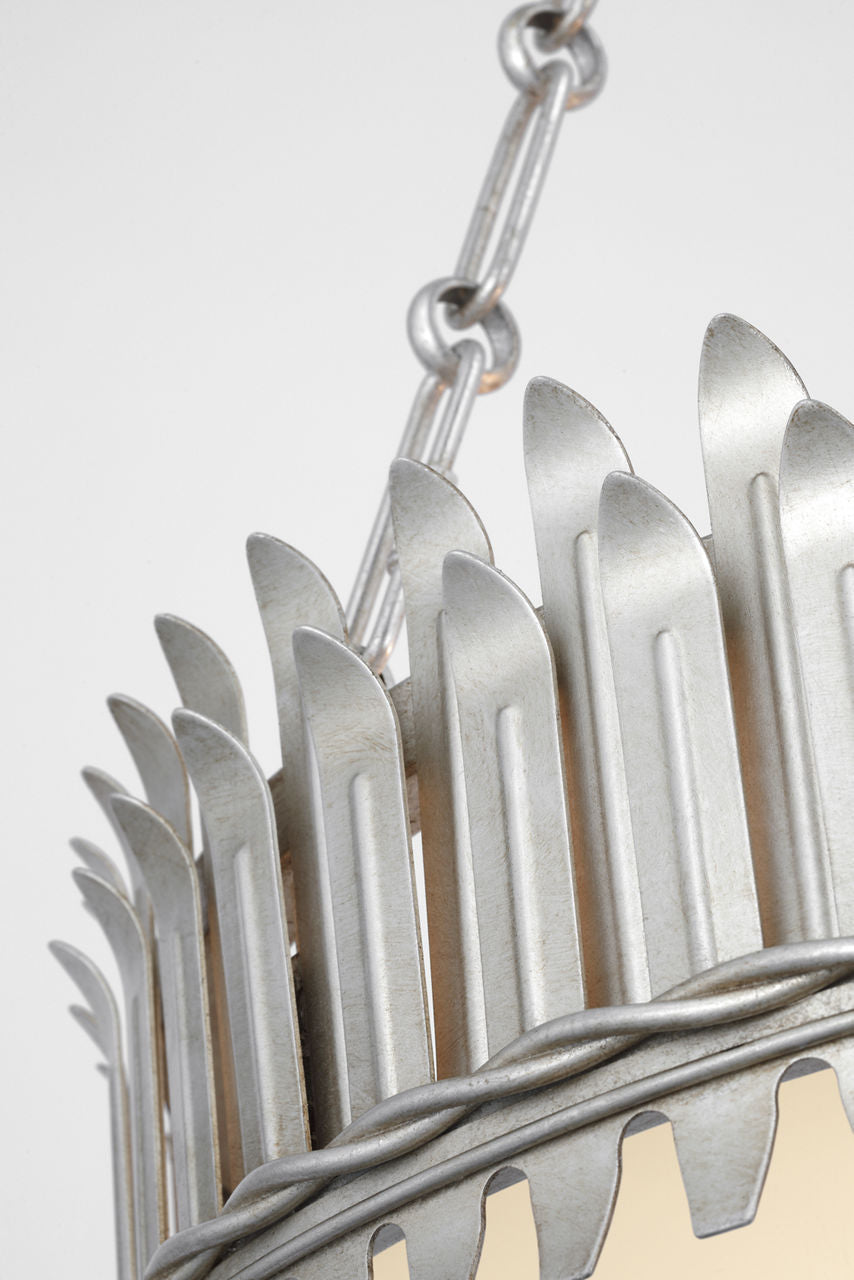 Leslie 18" Chandelier | Burnished Silver Leaf | Frosted Acrylic