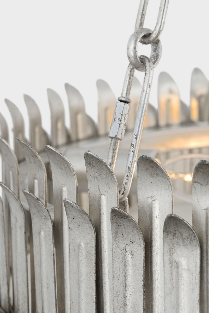 Leslie 18" Chandelier | Burnished Silver Leaf | Frosted Acrylic