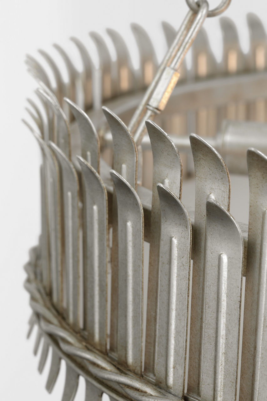 Leslie 27" Chandelier | Burnished Silver Leaf | Frosted Acrylic