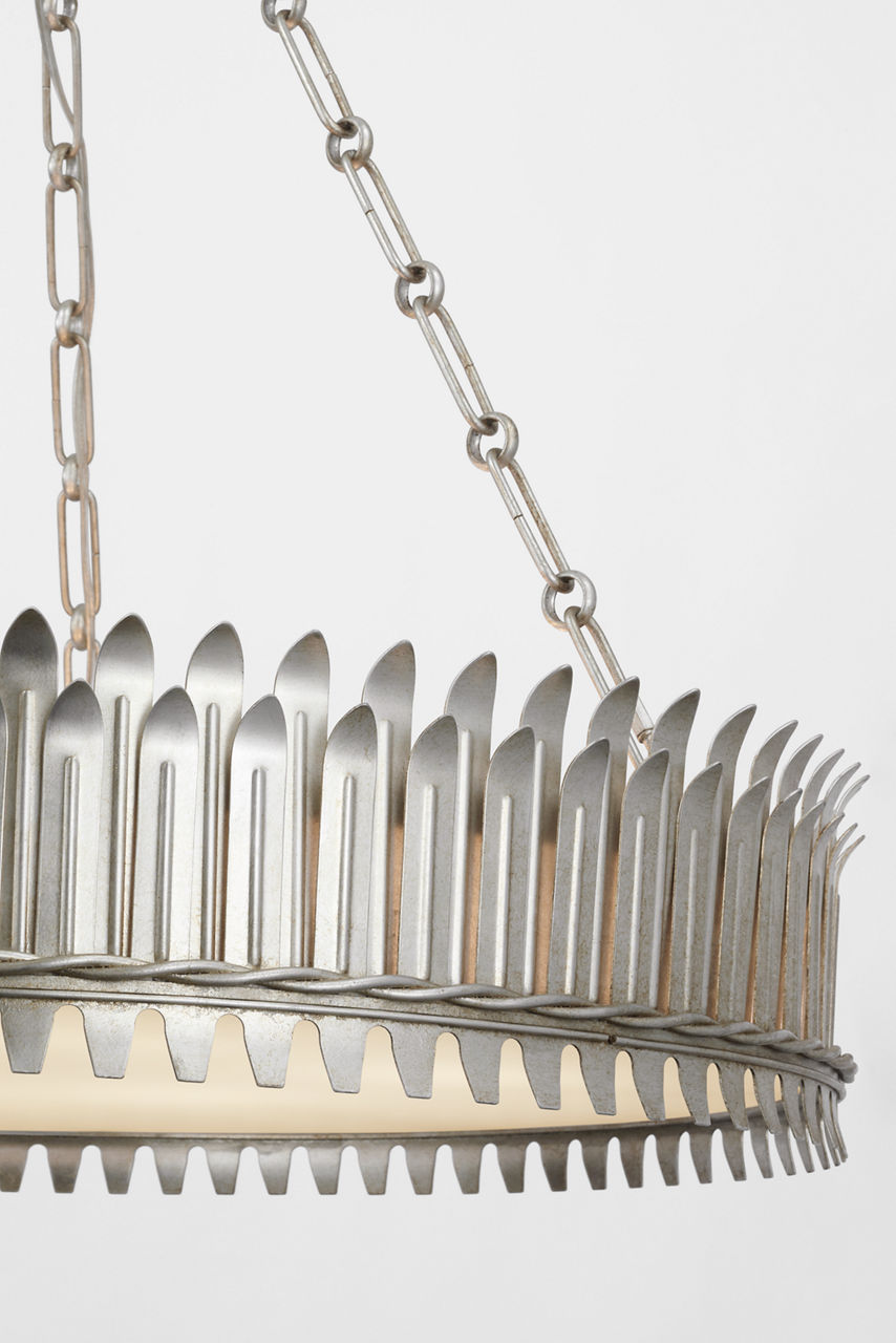 Leslie 27" Chandelier | Burnished Silver Leaf | Frosted Acrylic