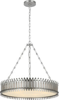 Leslie 27" Chandelier | Burnished Silver Leaf | Frosted Acrylic