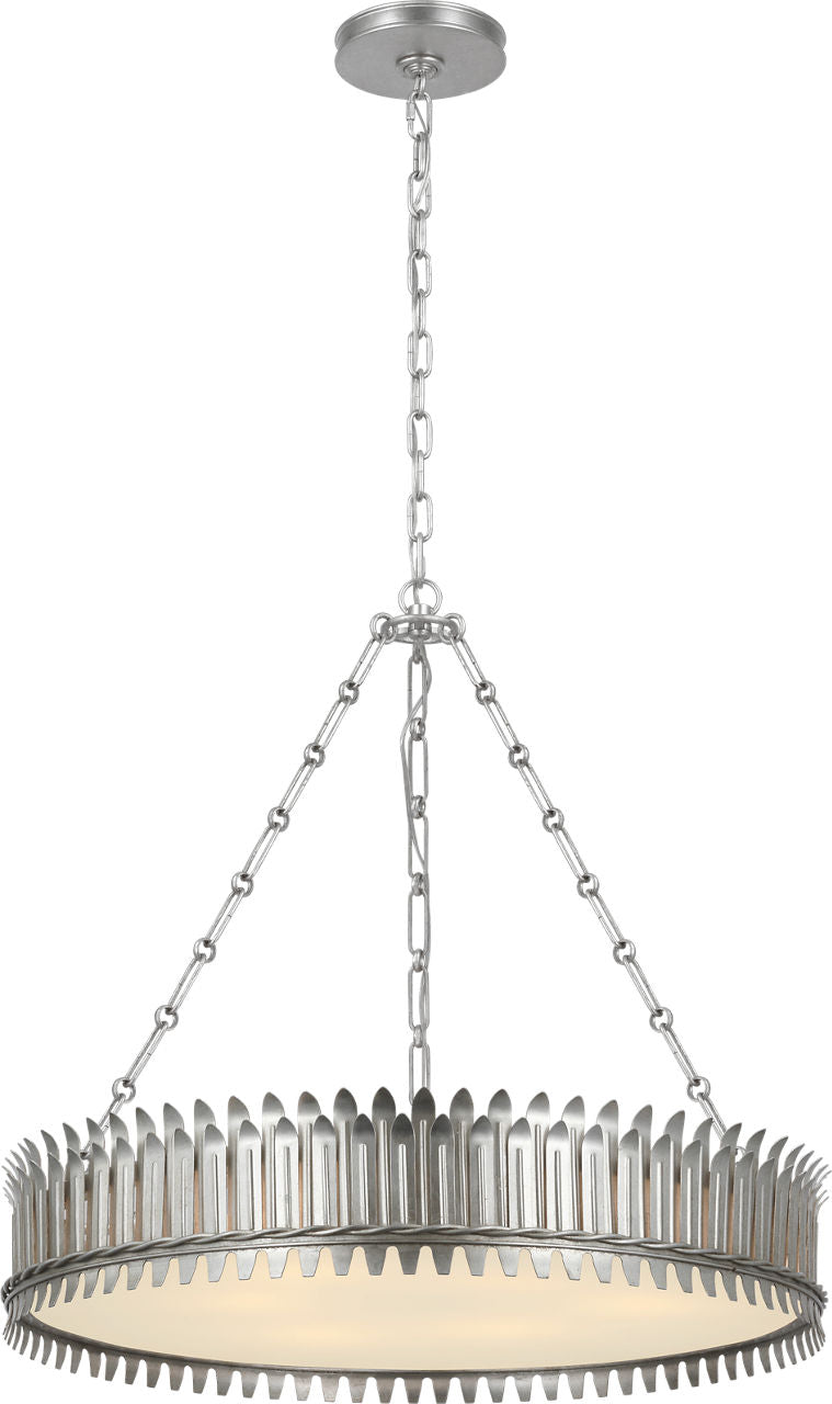 Leslie 27" Chandelier | Burnished Silver Leaf | Frosted Acrylic