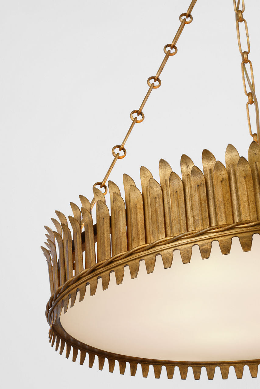 Leslie 27" Chandelier | Gilded Iron | Frosted Acrylic