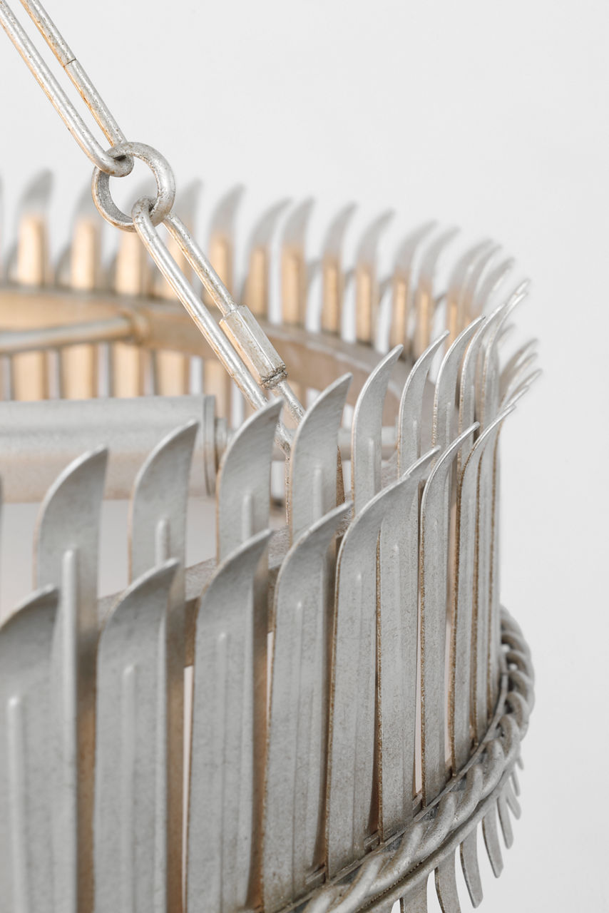 Leslie 37" Chandelier | Burnished Silver Leaf | Frosted Acrylic