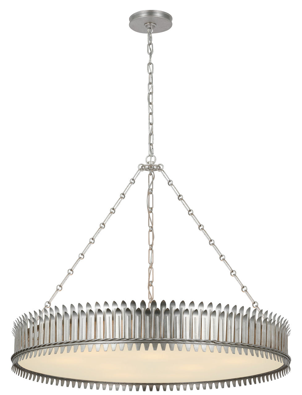 Leslie 37" Chandelier | Burnished Silver Leaf | Frosted Acrylic