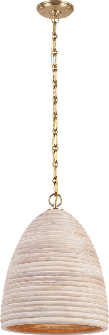Emerson 14" Pendant | Hand-Rubbed Antique Brass | Ash Rattan Shade
