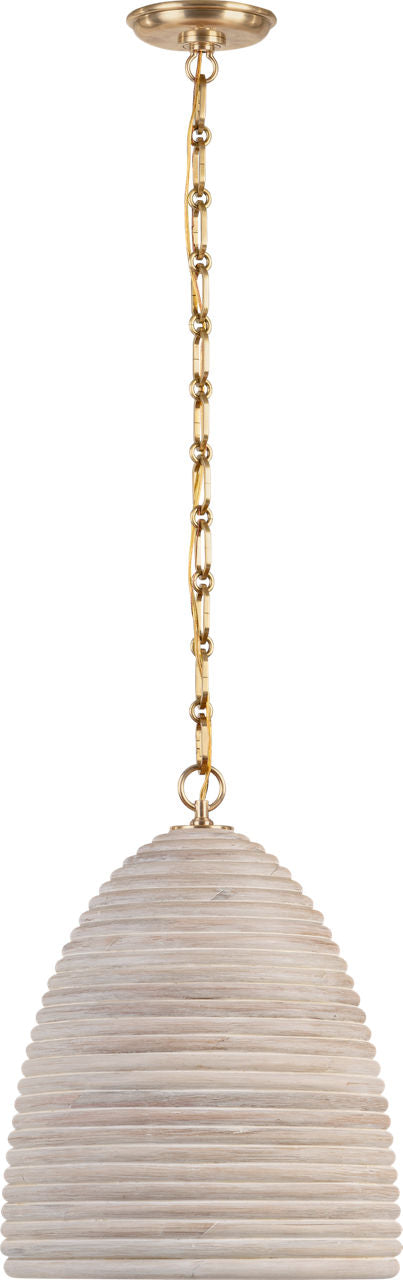 Emerson 14" Pendant | Hand-Rubbed Antique Brass | Ash Rattan Shade