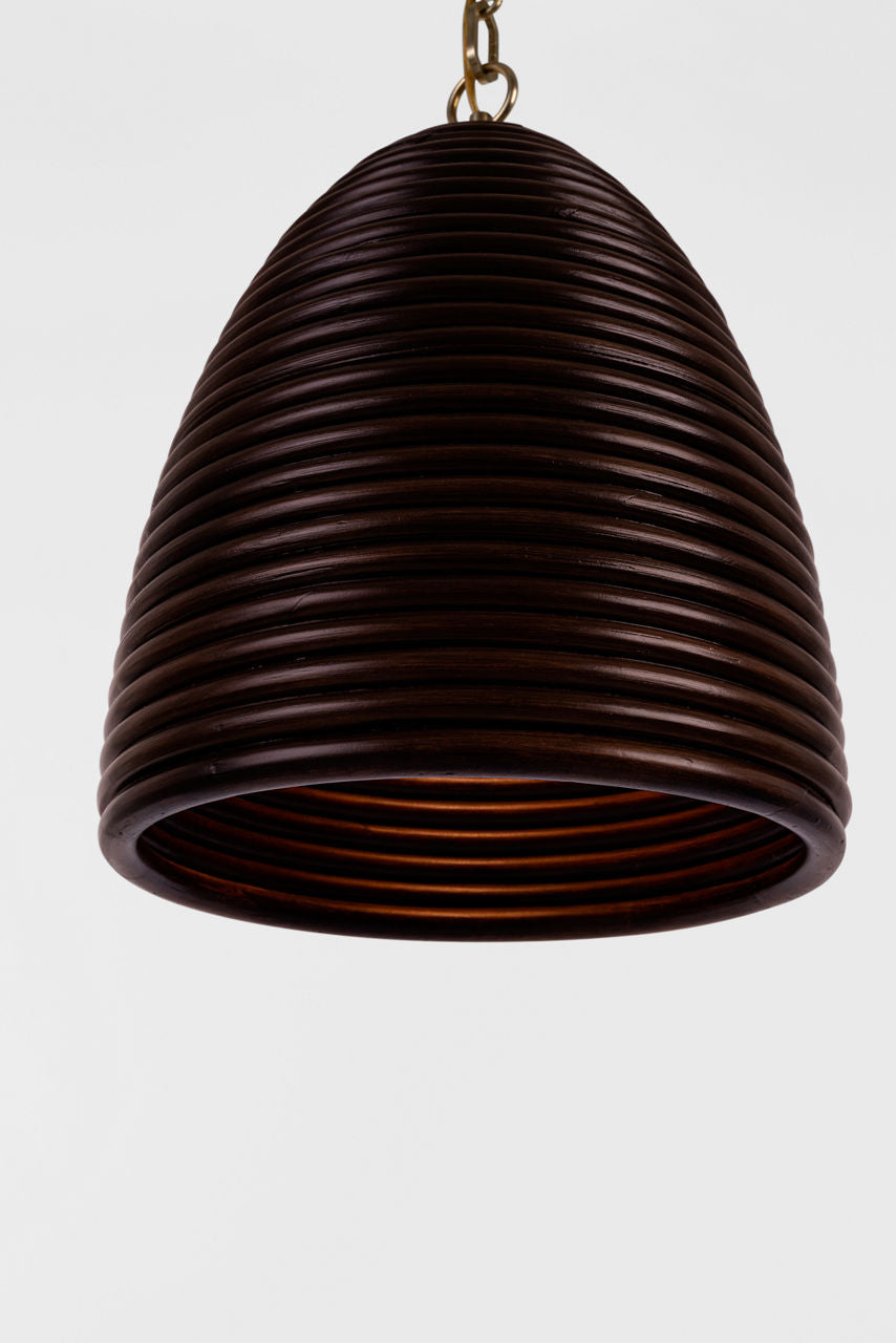 Emerson 14" Pendant | Hand-Rubbed Antique Brass | Espresso Rattan Shade
