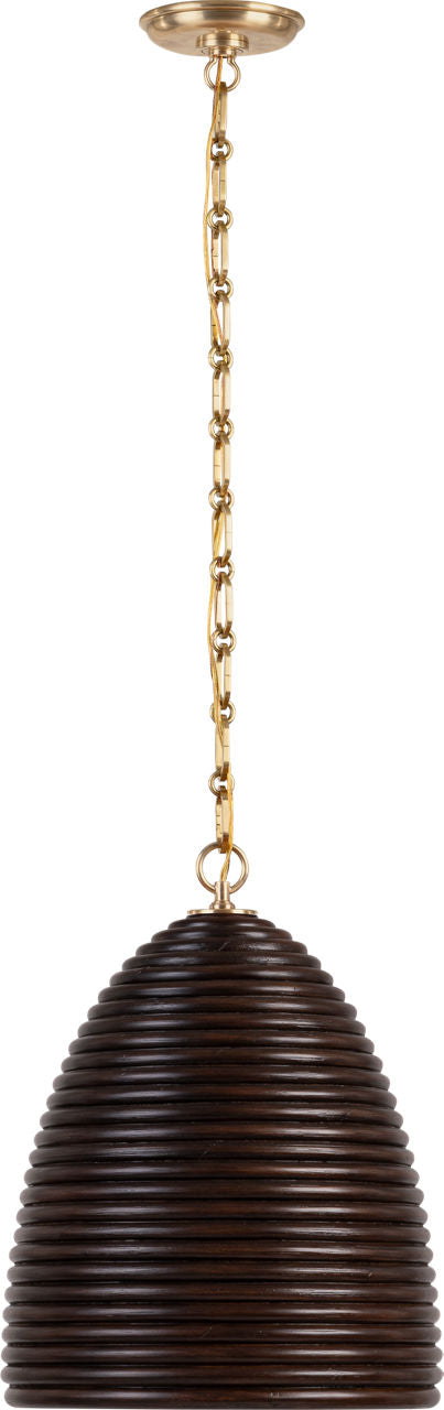 Emerson 14" Pendant | Hand-Rubbed Antique Brass | Espresso Rattan Shade