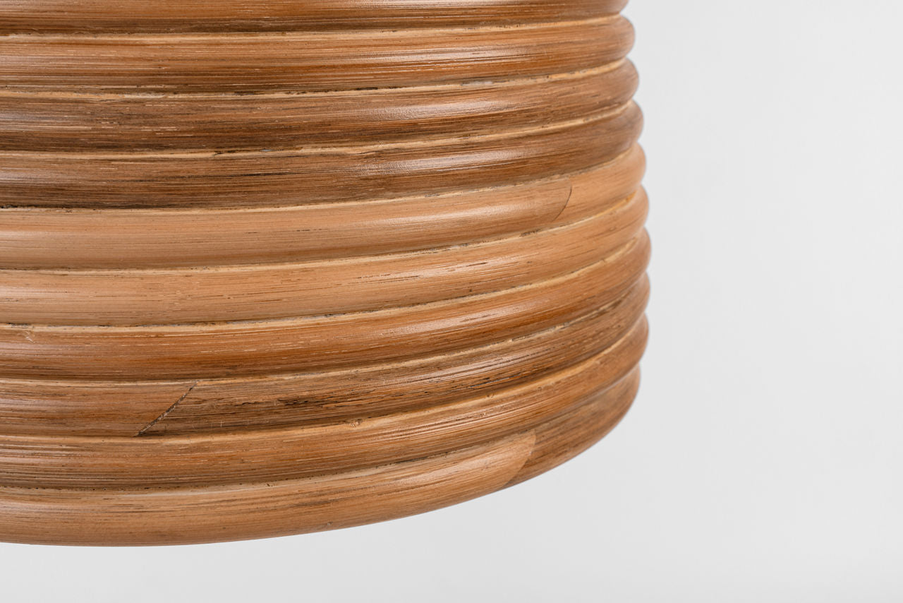 Emerson 14" Pendant | Hand-Rubbed Antique Brass | Natural Rattan Shade