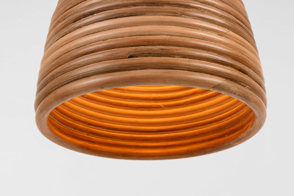 Emerson 14" Pendant | Hand-Rubbed Antique Brass | Natural Rattan Shade