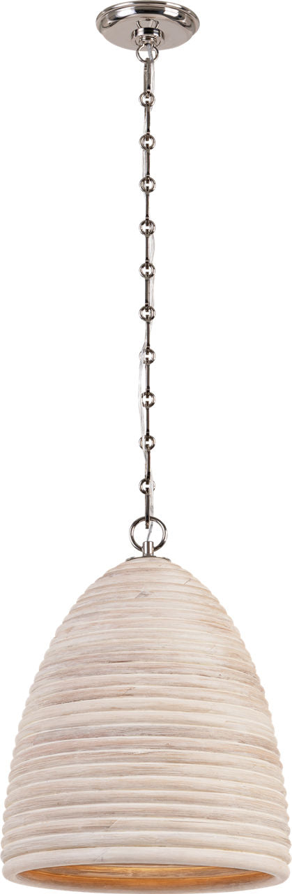 Emerson 14" Pendant | Polished Nickel | Ash Rattan Shade