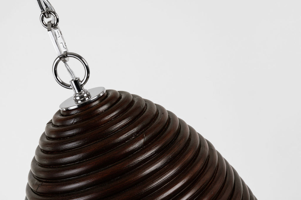 Emerson 14" Pendant | Polished Nickel | Espresso Rattan Shade