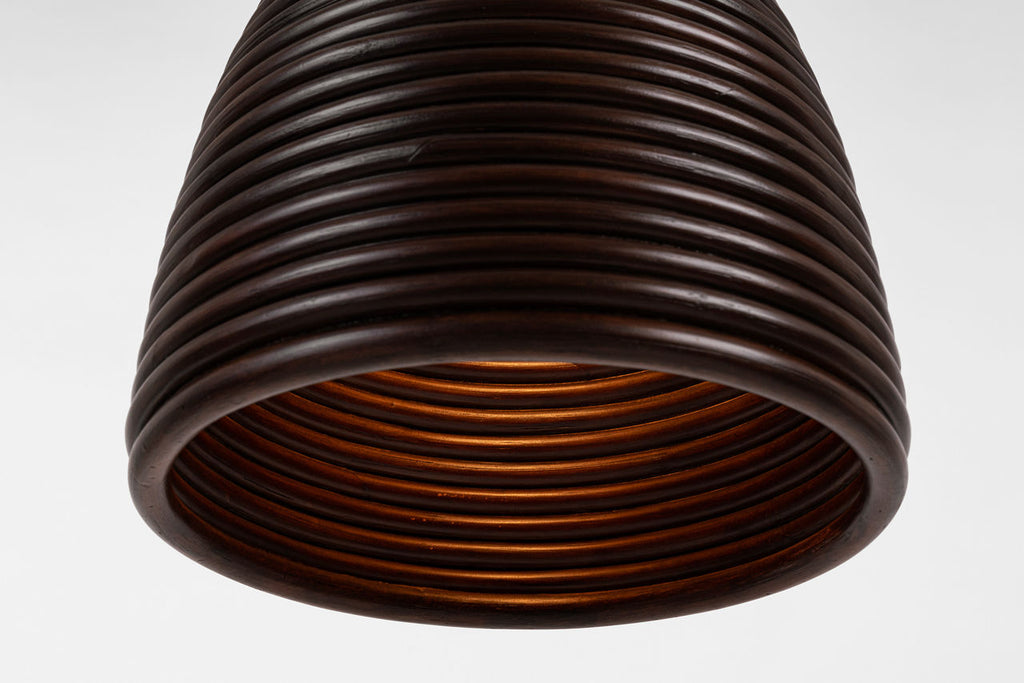 Emerson 14" Pendant | Polished Nickel | Espresso Rattan Shade