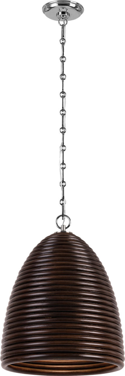 Emerson 14" Pendant | Polished Nickel | Espresso Rattan Shade