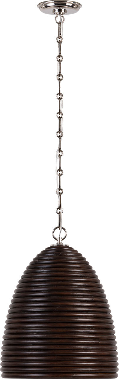 Emerson 14" Pendant | Polished Nickel | Espresso Rattan Shade