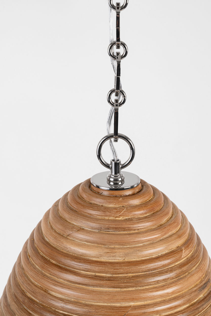 Emerson 14" Pendant | Polished Nickel | Natural Rattan Shade