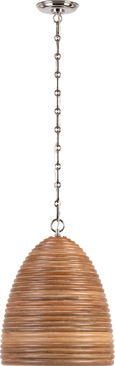 Emerson 14" Pendant | Polished Nickel | Natural Rattan Shade