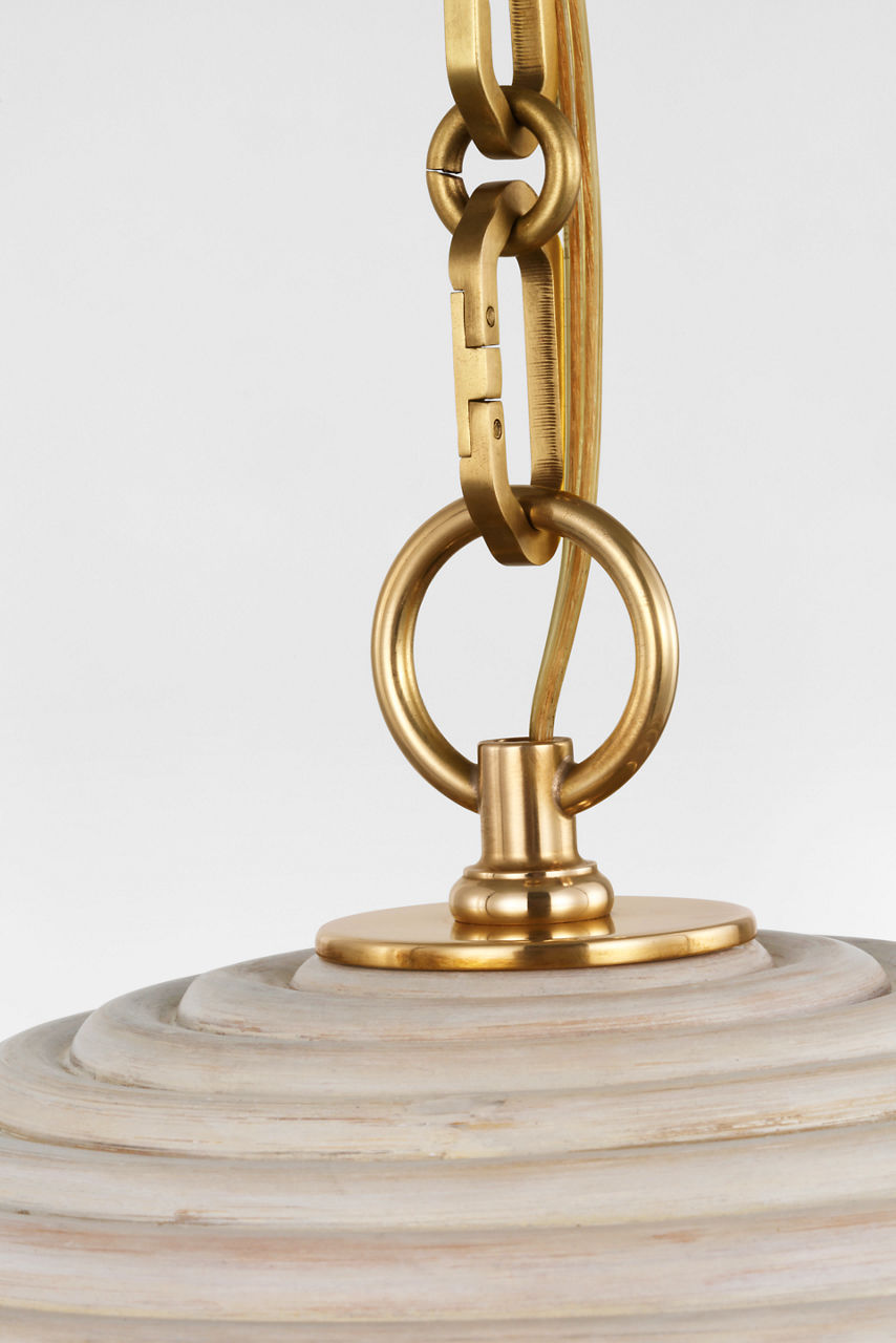 Emerson 16" Pendant | Hand-Rubbed Antique Brass | Ash Rattan Shade