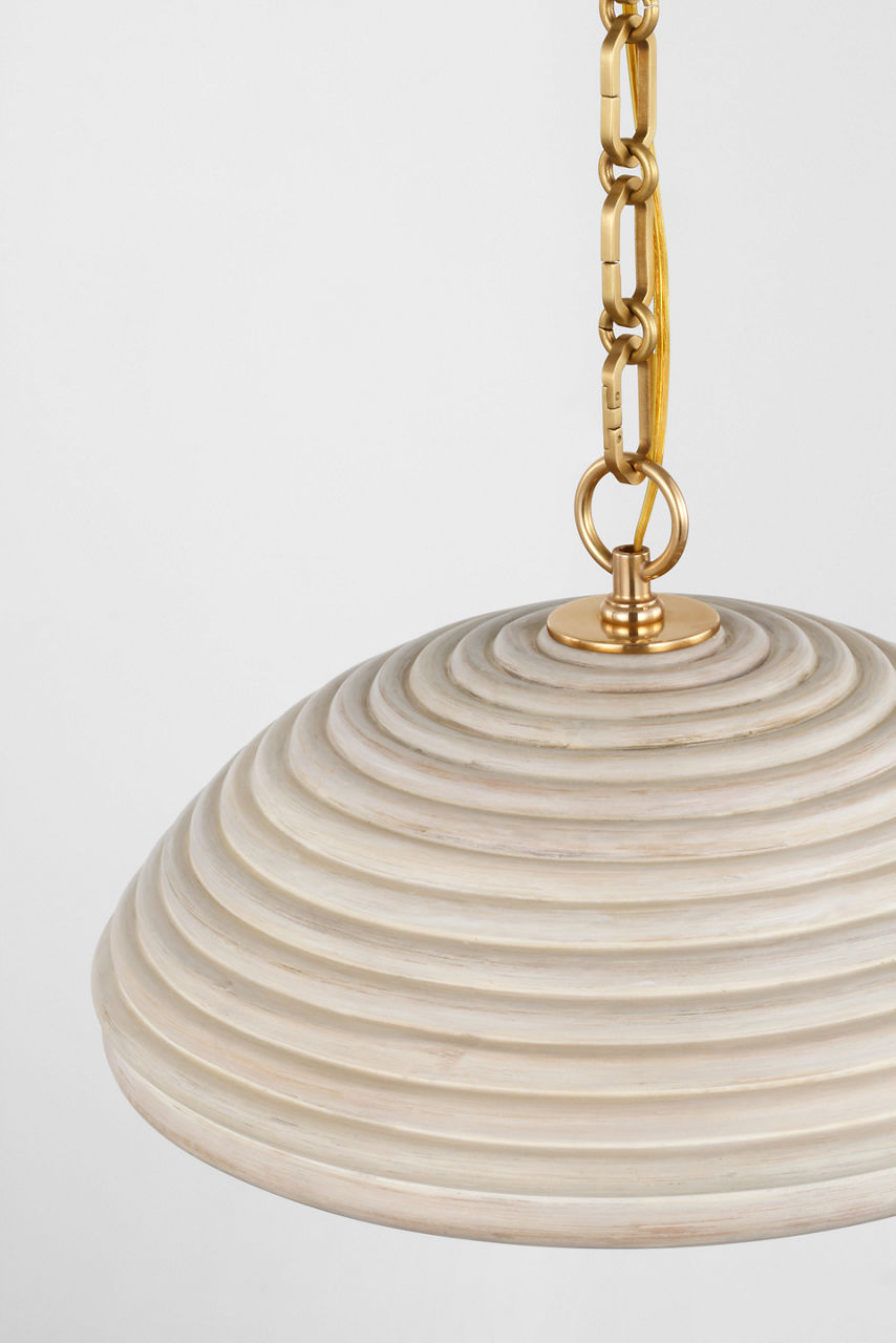 Emerson 16" Pendant | Hand-Rubbed Antique Brass | Ash Rattan Shade