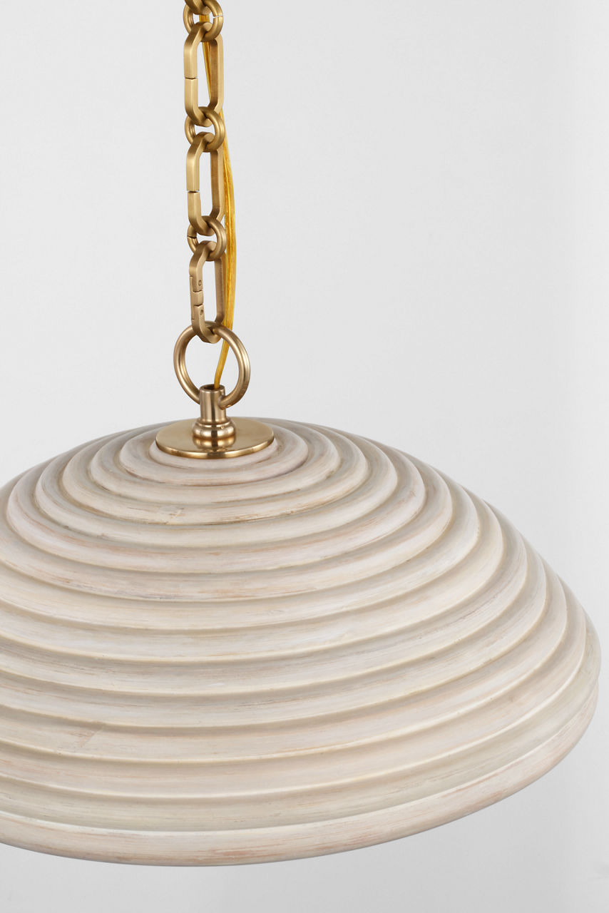 Emerson 16" Pendant | Hand-Rubbed Antique Brass | Ash Rattan Shade