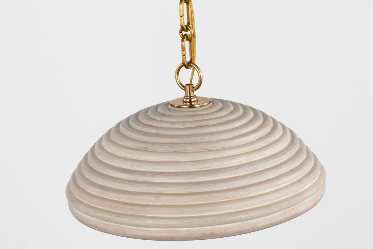 Emerson 16" Pendant | Hand-Rubbed Antique Brass | Ash Rattan Shade
