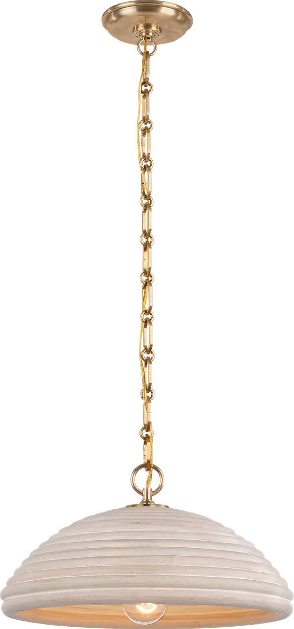 Emerson 16" Pendant | Hand-Rubbed Antique Brass | Ash Rattan Shade