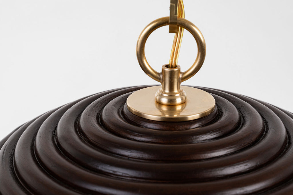 Emerson 16" Pendant | Hand-Rubbed Antique Brass | Espresso Rattan Shade