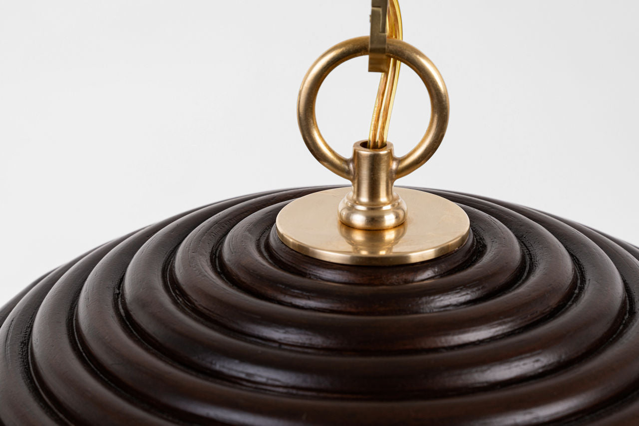 Emerson 16" Pendant | Hand-Rubbed Antique Brass | Espresso Rattan Shade