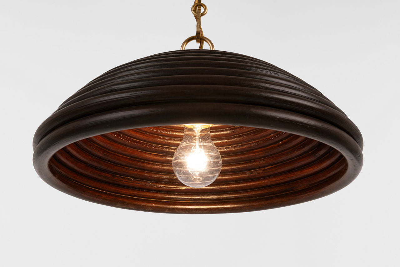 Emerson 16" Pendant | Hand-Rubbed Antique Brass | Espresso Rattan Shade