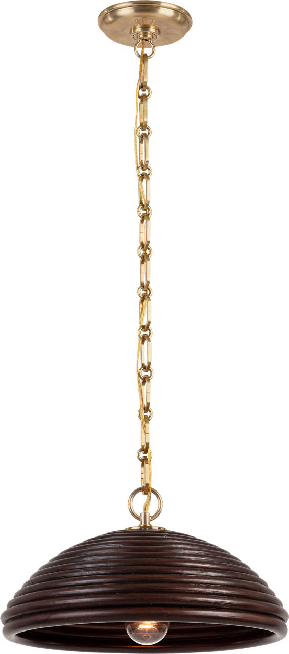 Emerson 16" Pendant | Hand-Rubbed Antique Brass | Espresso Rattan Shade