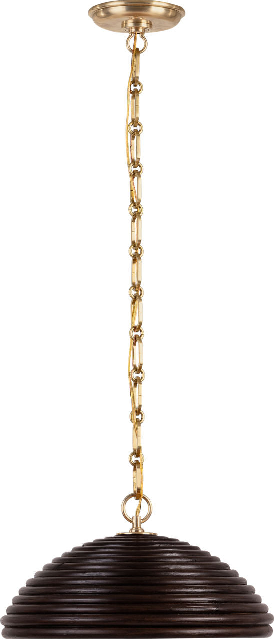 Emerson 16" Pendant | Hand-Rubbed Antique Brass | Espresso Rattan Shade
