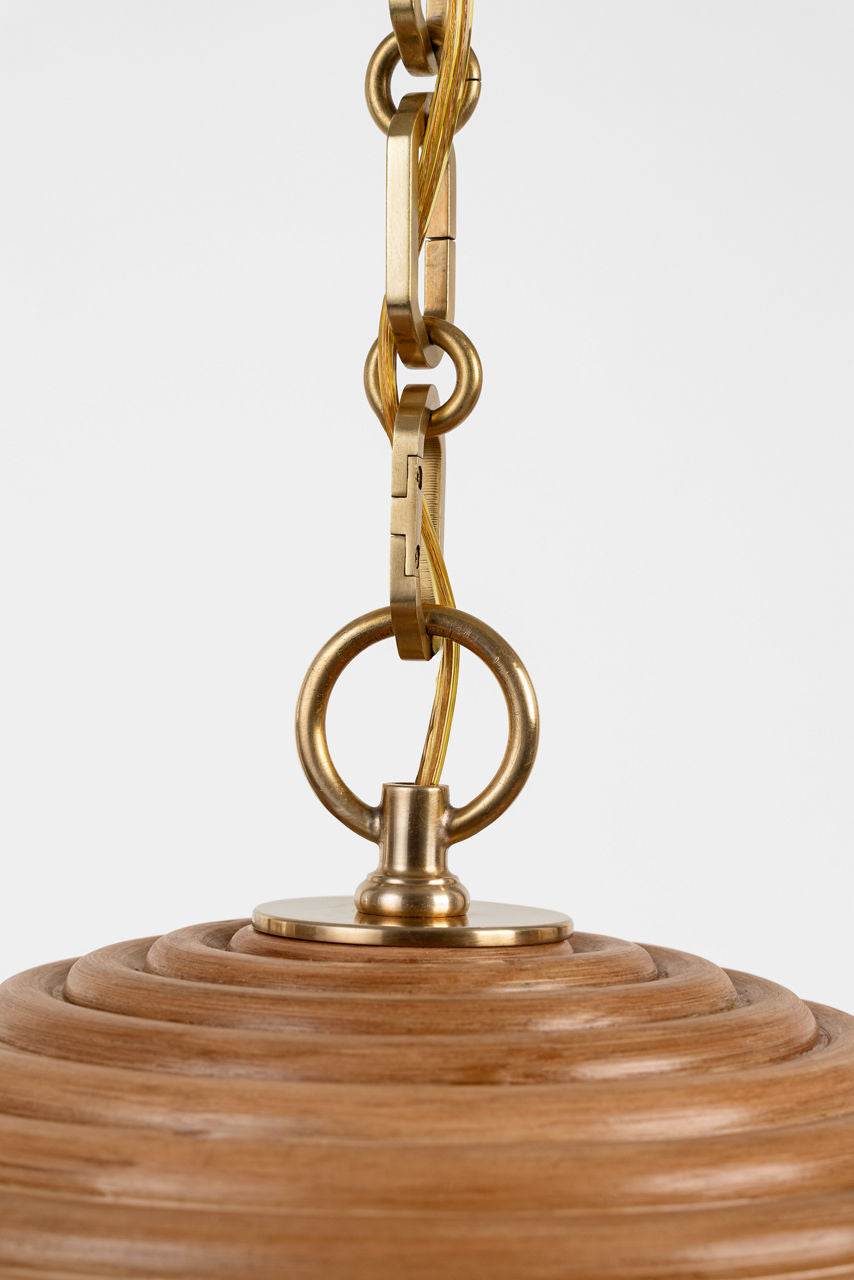 Emerson 16" Pendant | Hand-Rubbed Antique Brass | Natural Rattan Shade